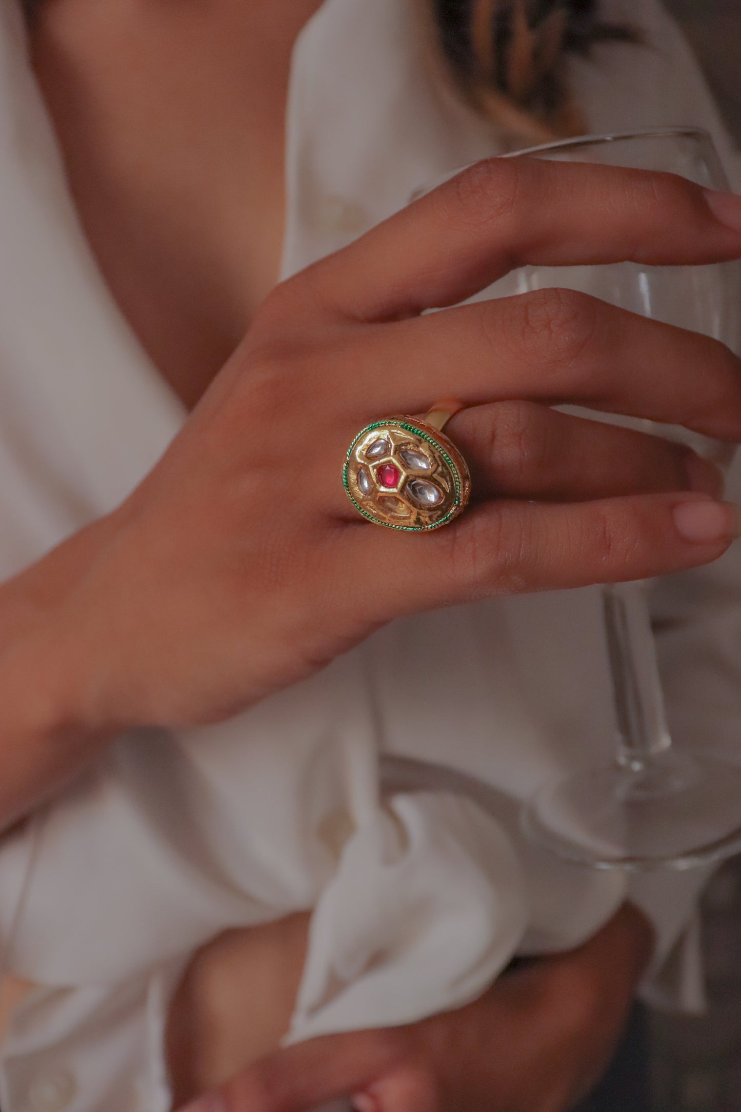 Kundan Mottle Ring