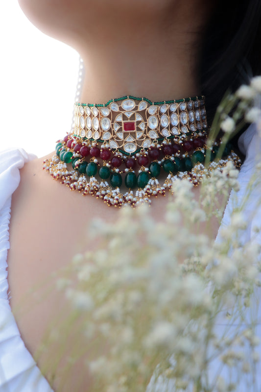 Santoor Kundan Choker Necklace Set