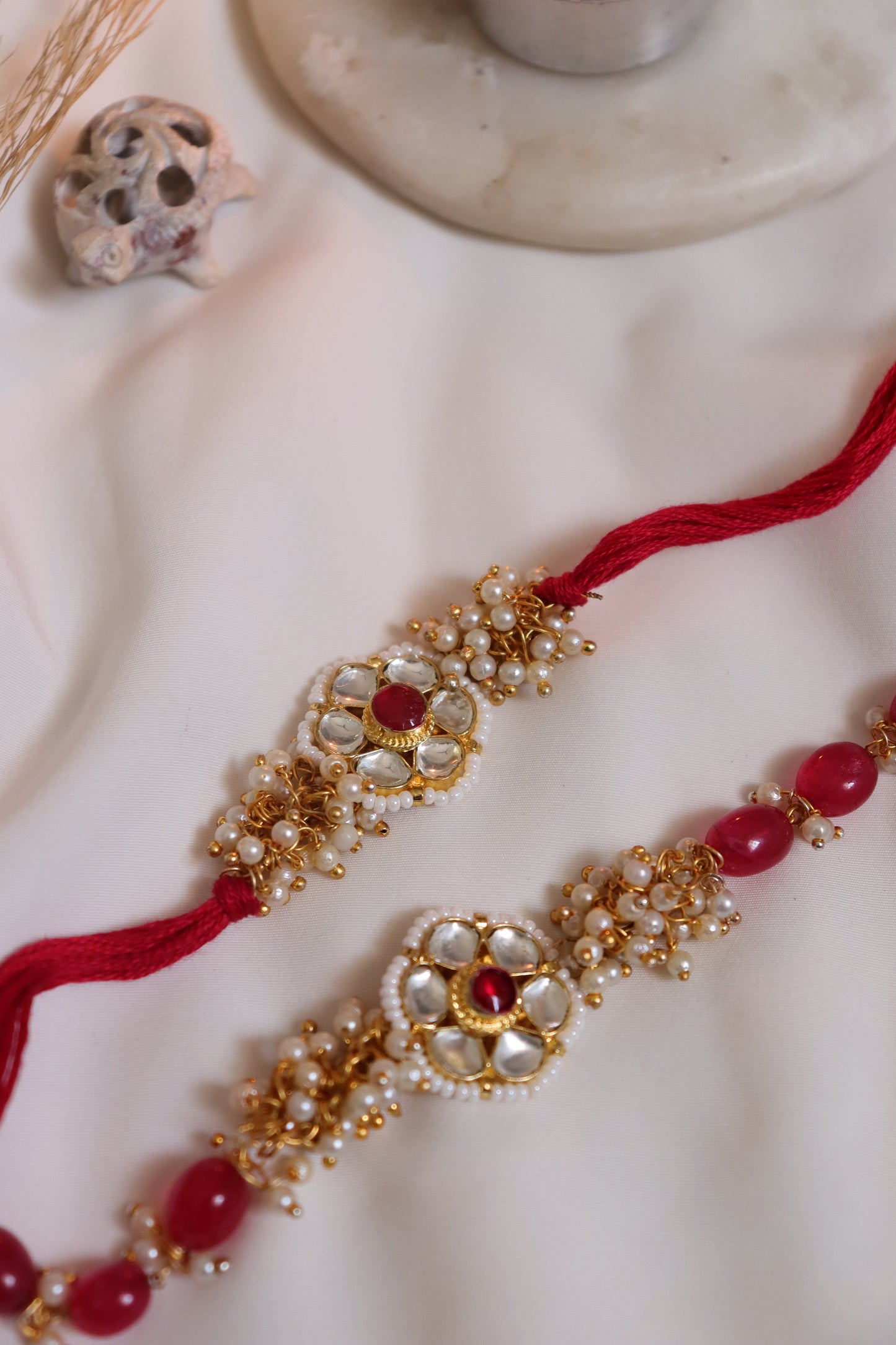 Beem Kundan Rakhi and Lumba Set