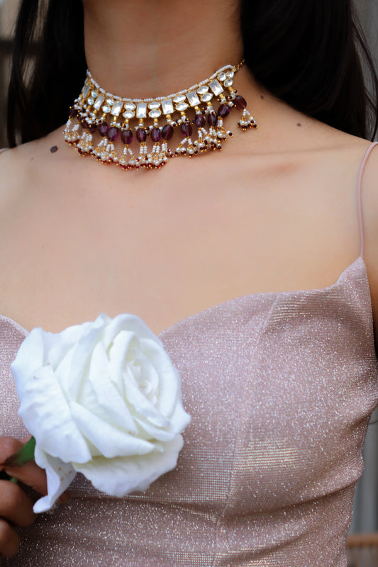 Akhila Kundan Purple Necklace