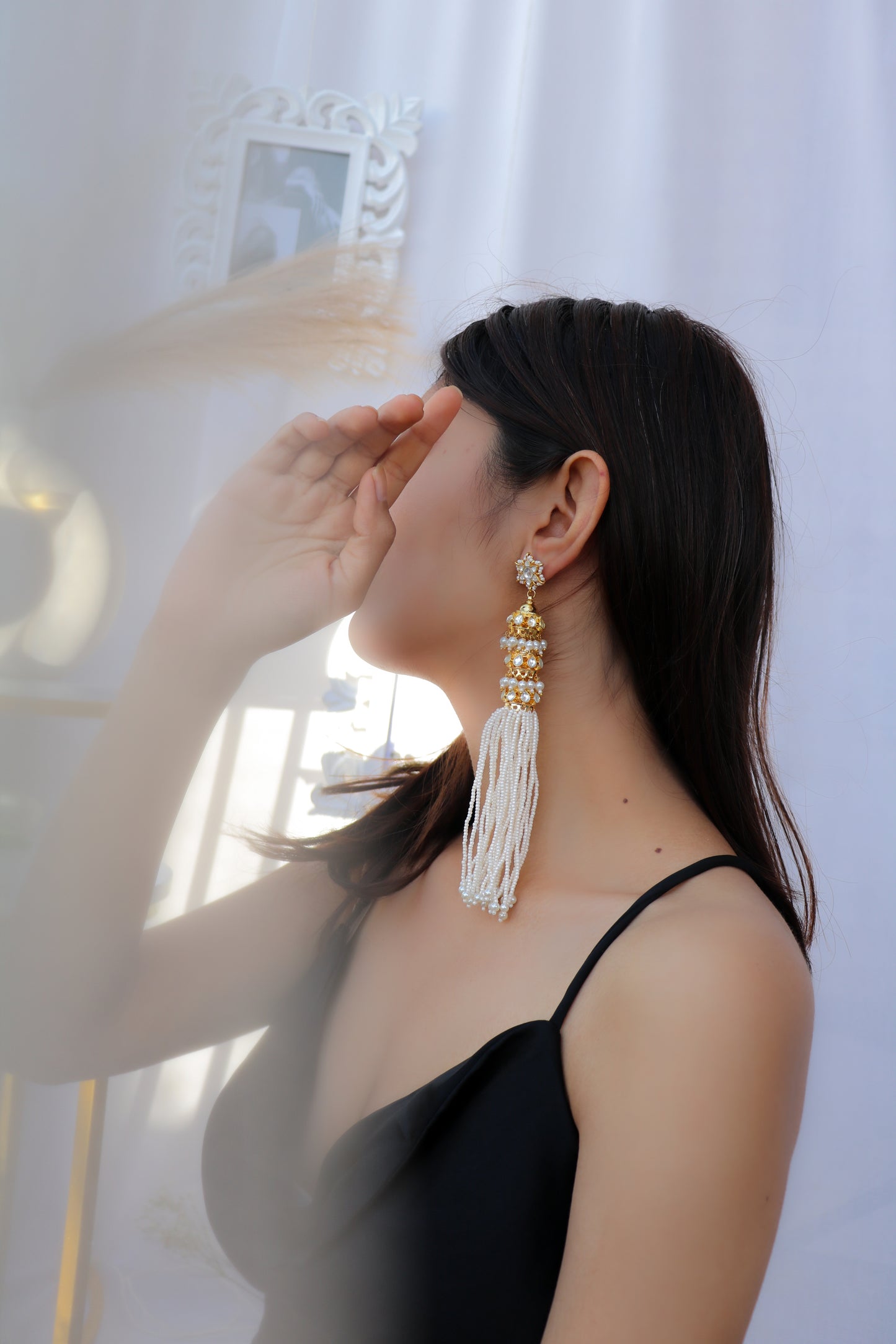 Pearl Cascade Jhumka Earrings