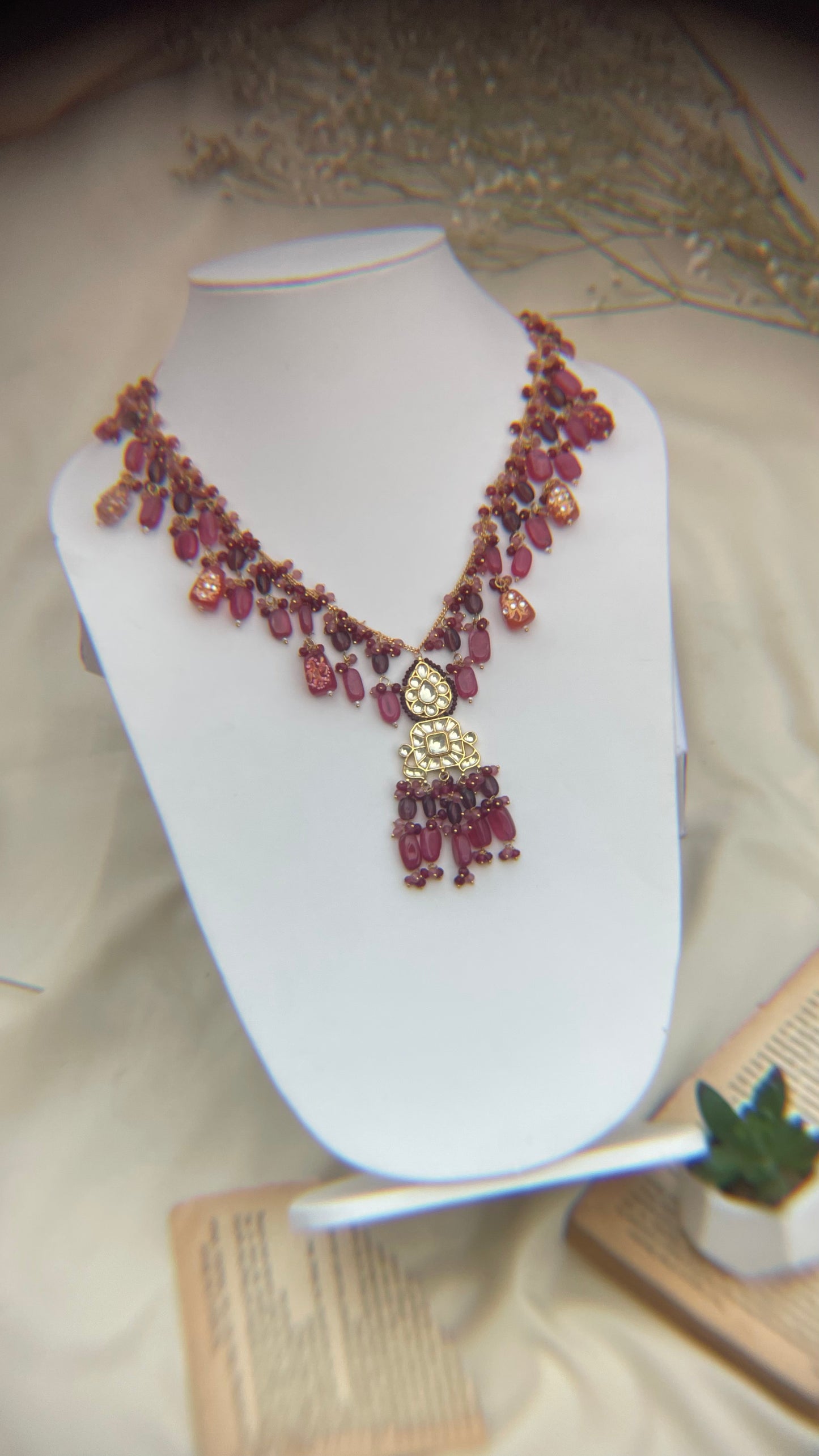 Gulab Ombre Pink Pendant Necklace